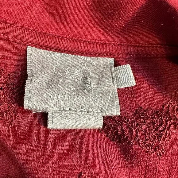 Anthroplogie Vanessa Virginia Embroidered Button‎ Tie Knot Top S - Picture 5 of 7